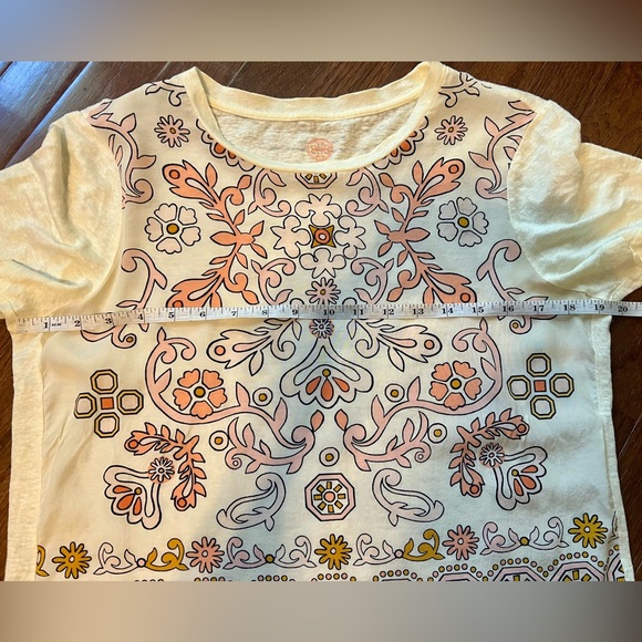 Tory Burch Cream Silk and Linen T-Shirt Size M - Picture 8 of 8